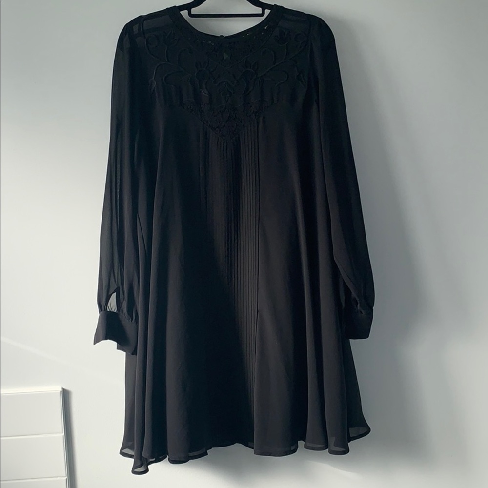 ASOS Long-Sleeved Babydoll Dress with Lace Panels